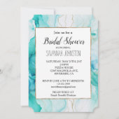 Invitation Marbre blanc d'or Aqua Mint (Devant)