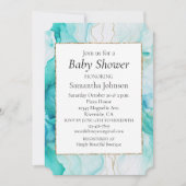 Invitation Marbre blanc d'or Aqua Mint (Devant)