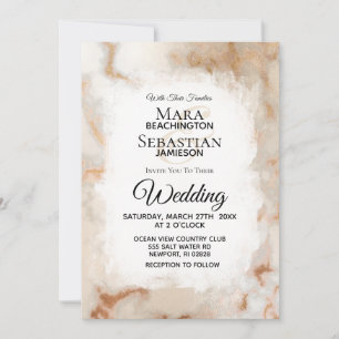 Invitation *~* Marbre blanc d'or Mariage artistique AR2