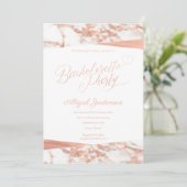 Invitation Marbre Blanc Doré Rose sur mesure pour Enterrement (Debout devant)