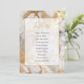 Invitation Marbre blanc et doré Numéro de tableau (Debout devant)