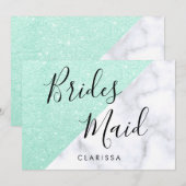 Invitation Marbre blanc et femme de chambre à parties scintil (Devant / Derrière)