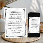 Invitation Marbre blanc et frontière noire Mariage musulman