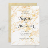 Invitation Marbre blanc et or (Devant / Derrière)