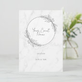 Invitation Marbre Blanc Feuille Grise (Debout devant)