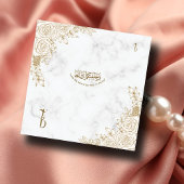 Invitation Marbre blanc Floral dentelle islamique Mariage mus
