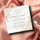 Invitation Marbre blanc Floral dentelle islamique Mariage mus