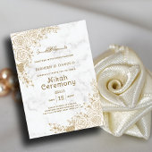 Invitation Marbre blanc Floral dentelle islamique musulman Ni