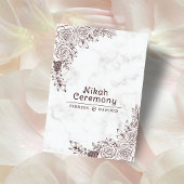 Invitation Marbre blanc Floral Dentelle islamique Nikah Cérém