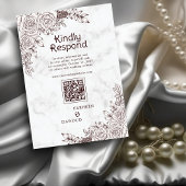 Invitation Marbre blanc Floral dentelle islamique QR Code Mar