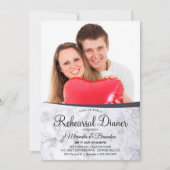 Invitation Marbre blanc floral moderne Dîner de répétition (Devant)