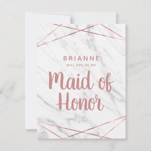 Invitation Marbre blanc Geo Serez-vous ma servante d'honneur (Devant)