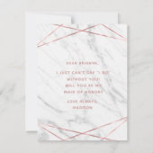 Invitation Marbre blanc Geo Serez-vous ma servante d'honneur (Dos)