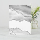 Invitation Marbre Blanc Gris Agate Simple Paillettes Argentée (Debout devant)
