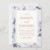 Invitation Marbre blanc gris or Marbre élégant mariage (Devant)