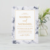 Invitation Marbre blanc gris or Marbre élégant mariage (Debout devant)