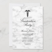 Invitation Marbre blanc Médicale de l'école photo Graduation (Devant)