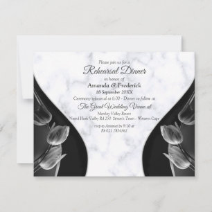 Invitation Marbre Blanc Moderne Abstrait Noir