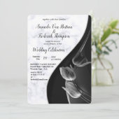 Invitation Marbre blanc moderne - Abstrait noir (Debout devant)