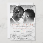 Invitation Marbre blanc moderne ombre photo gay mariage (Devant)
