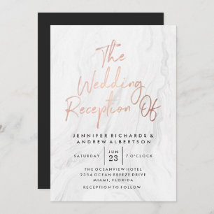Invitation Marbre blanc moderne Rose Gold Script   MARIAGE