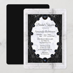 Invitation Marbre blanc & noir opulent + sphères