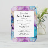 Invitation Marbre Blanc Or Aqua Menthe (Debout devant)