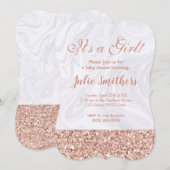 Invitation Marbre blanc Parties scintillant rose Baby shower (Devant / Derrière)