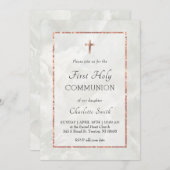 Invitation marbre blanc Première sainte communion (Devant / Derrière)