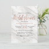 Invitation Marbre blanc & Rose Gold Bridal Showeuse Invitatio (Debout devant)