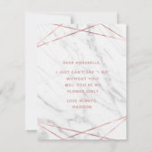 Invitation Marbre blanc Rose Gold Serez-Vous Ma Fille Fleur (Dos)