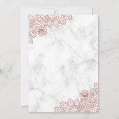 Invitation Marbre blanc Rose Or dentelle islamique Mariage mu (Dos)