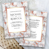 Invitation Marbre blanc Rose Or tout en un Mariage