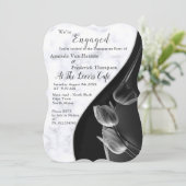 Invitation Marbre blanc - Tulipes Abstraites noires (Debout devant)