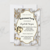 Invitation Marbre blanc, Verre à vin, Ballons, Parti de retra (Devant)