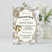 Invitation Marbre blanc, Verre à vin, Ballons, Parti de retra (Debout devant)