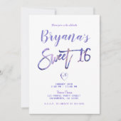 Invitation Marbre blanc violet doré Chic Glam Sweet 16 Partie (Devant)