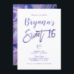 Invitation Marbre blanc violet doré Chic Glam Sweet 16 Partie<br><div class="desc">Personnaliser pour tout événement</div>