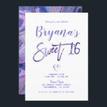 Invitation Marbre blanc violet doré Chic Glam Sweet 16 Partie<br><div class="desc">Personnaliser pour tout événement</div>