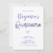 Invitation Marbre blanc violet or glam chic 15 Quinceañera (Devant)