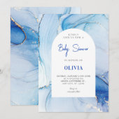Invitation Marbre bleu abstrait (Devant / Derrière)