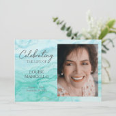 Invitation Marbre Bleu Avec Photo Fête De La Vie (Debout devant)