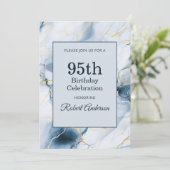 Invitation Marbre Bleu Clair 95e Anniversaire (Debout devant)