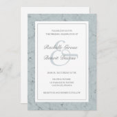 Invitation Marbre bleu épicéa blanc élégant mariage moderne (Devant / Derrière)