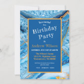 Invitation Marbre bleu et or (Devant)