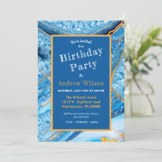 Invitation Marbre bleu et or