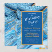 Invitation Marbre bleu et or (Devant / Derrière)