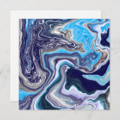 Invitation Marbre bleu Fluide Art (Devant / Derrière)