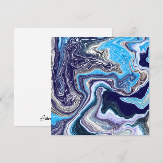 Invitation Marbre bleu Fluide Art (Devant / Derrière)