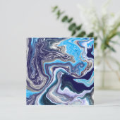 Invitation Marbre bleu Fluide Art (Debout devant)